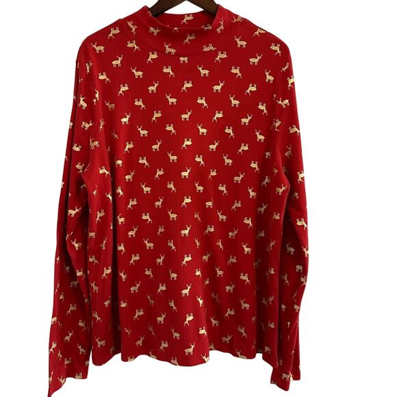 White Stag Tops - WHITE STAG 100% Cotton Ugly Christmas Turtleneck Size 3X Holiday Festive Casual